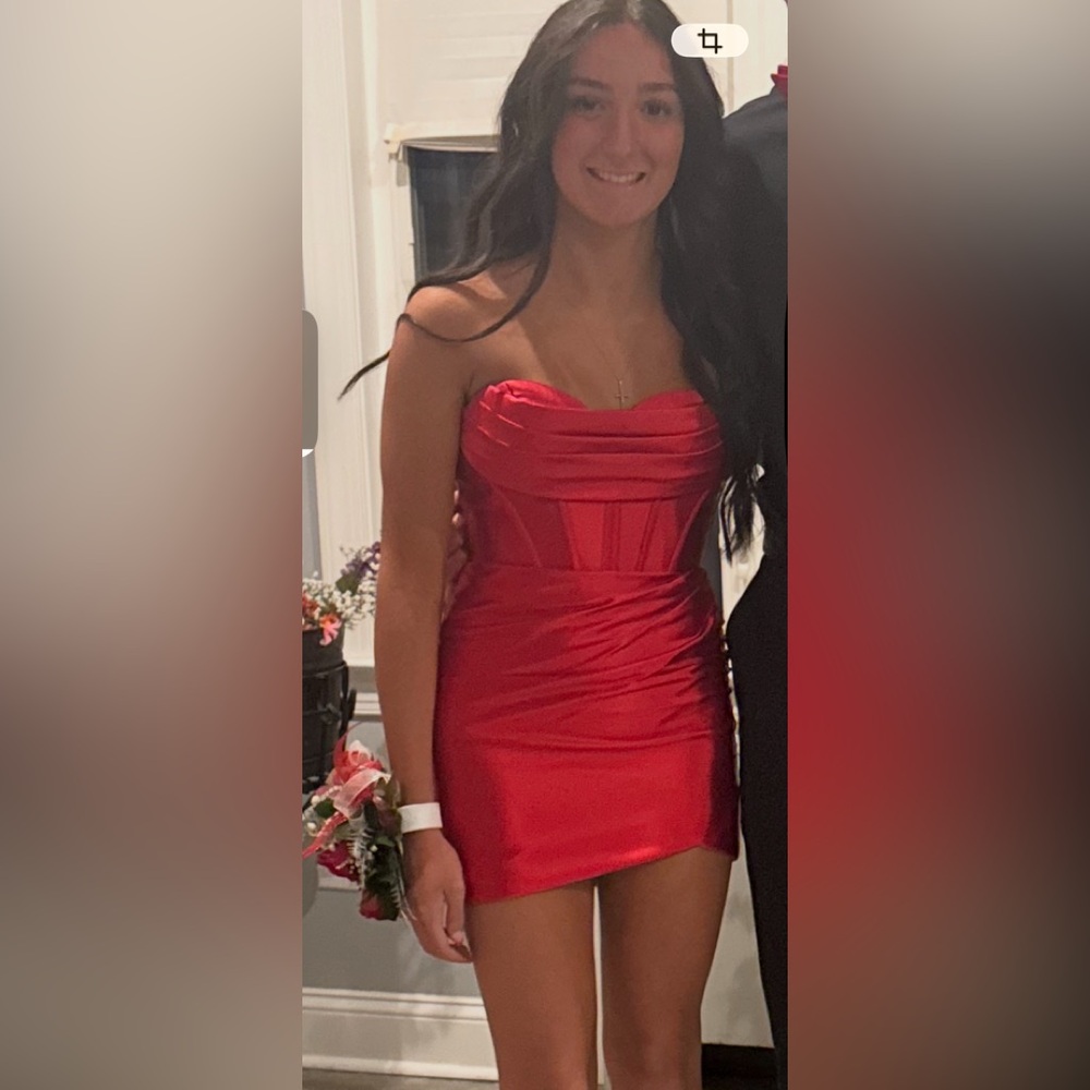 Red Mini Dress strapless XS